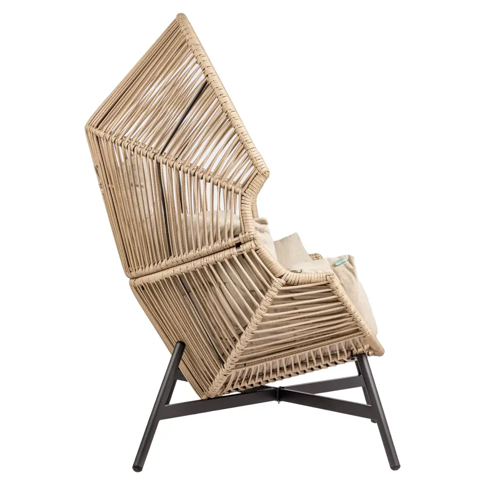 Fotel ogrodowy polirattanowy HOLAND z poduszką beżowy - MI_5905610255503