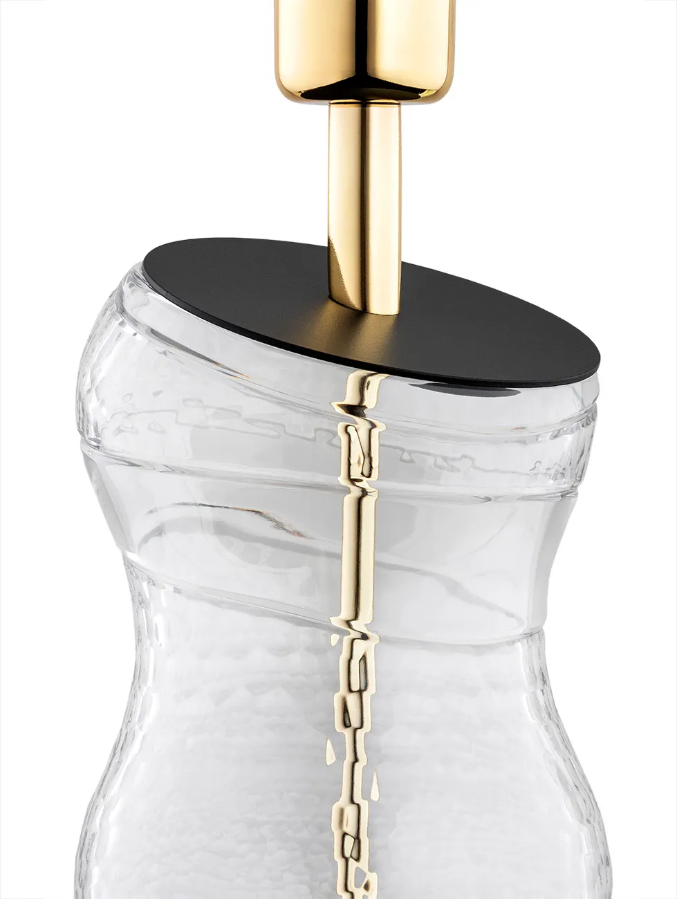 Lampa stołowa VENETO transparentna kryształowa czarna mosiądz biały abażur 49x40cm - 8036