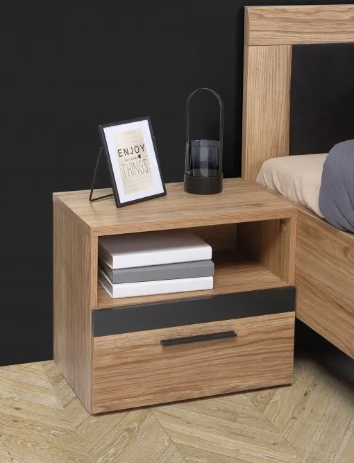 Szafka nocna z szufladą i półką DALATE dąb katania - DQLK011-M301