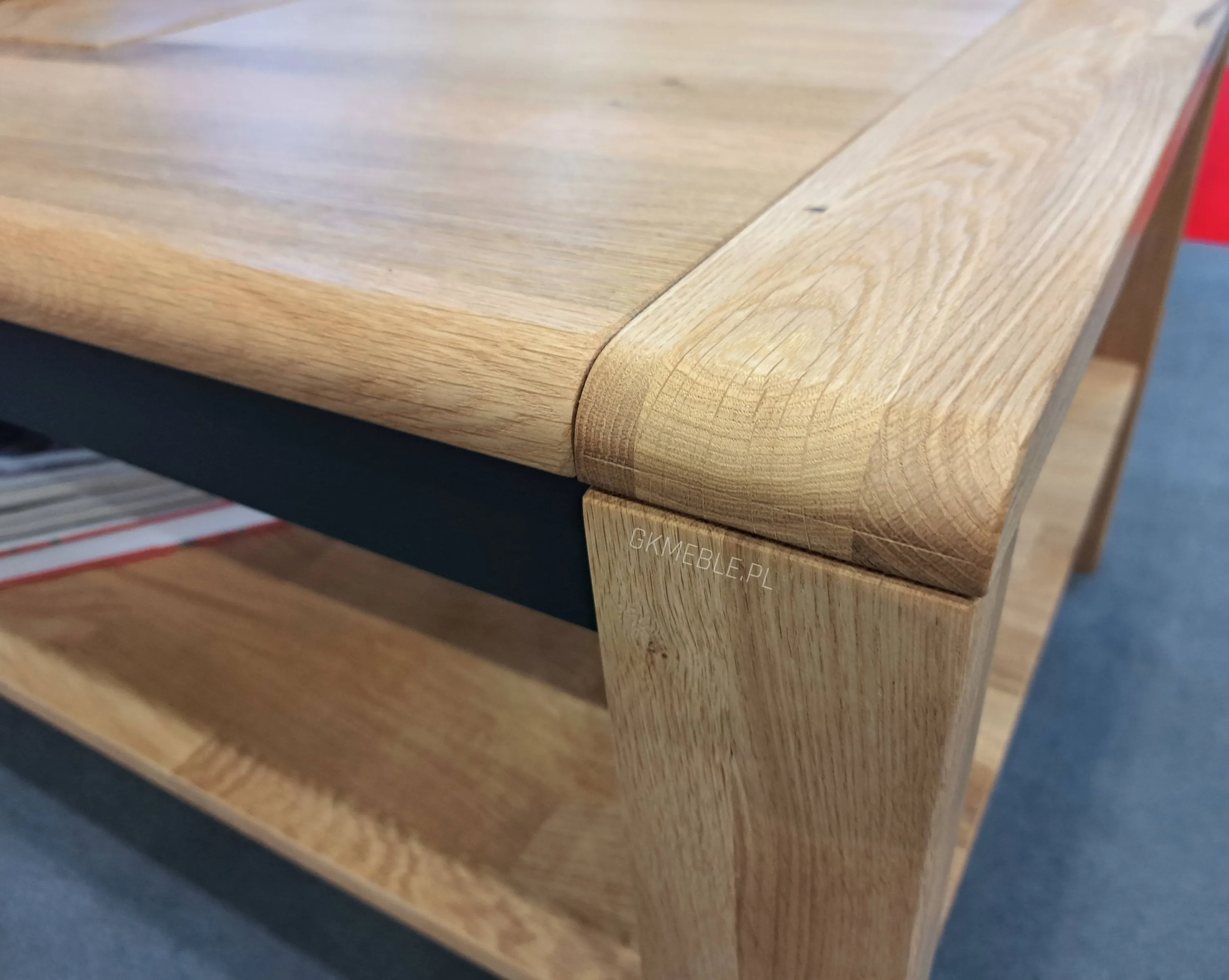 Ława kawowa dębowa MELLOW 118x45 z półką - GK_103625502