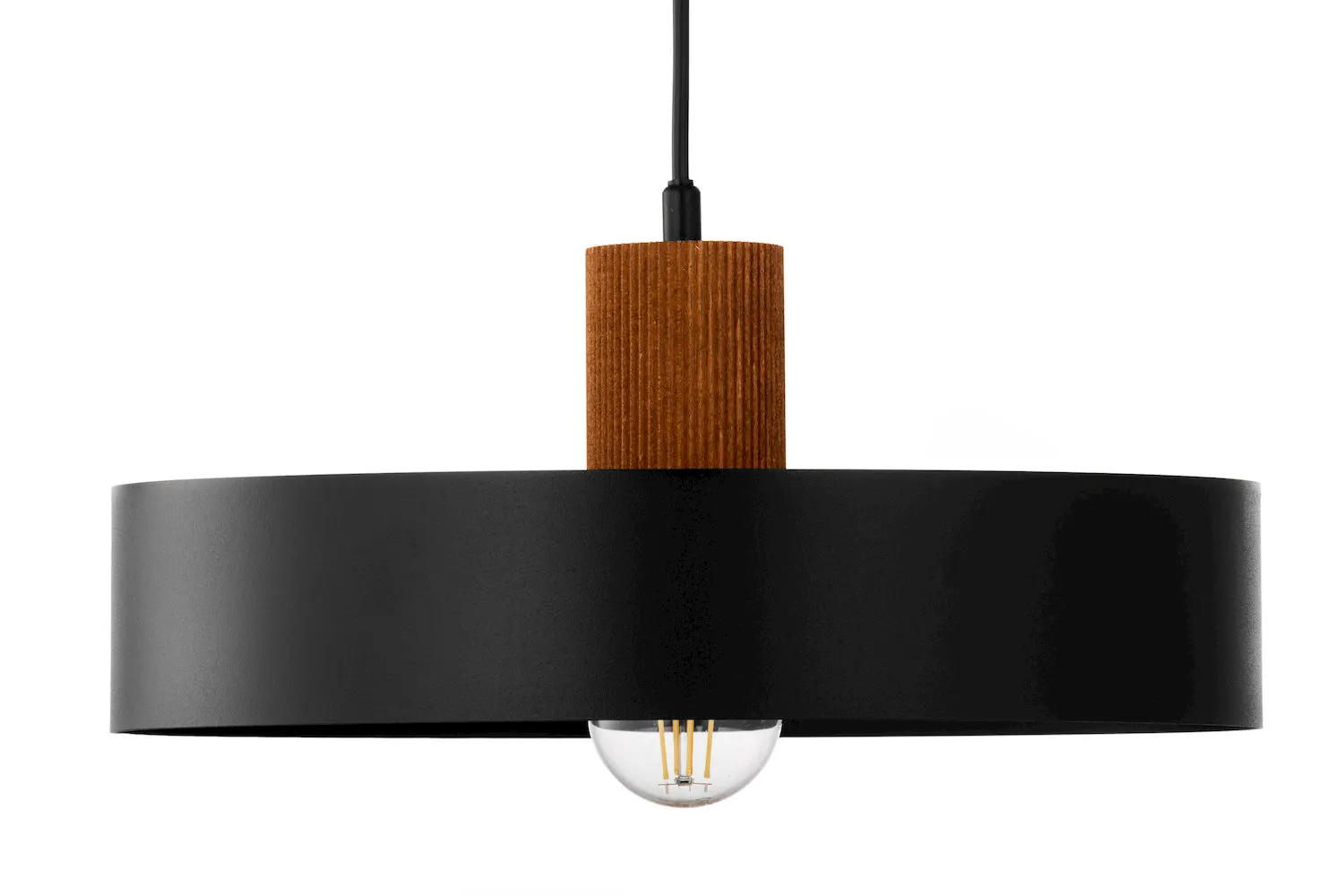 lampa, wisząca, czarna, metalowa, żarówka LED