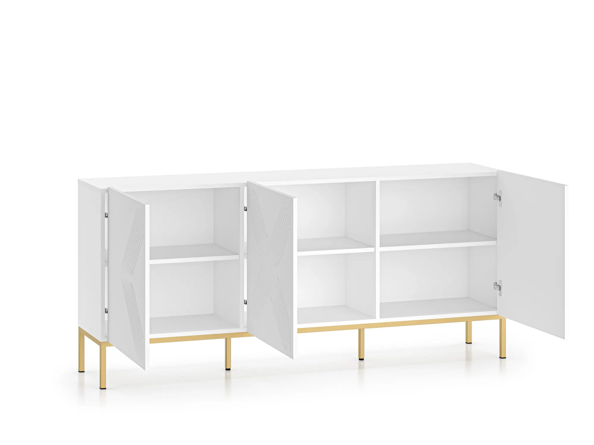 Komoda 3-drzwiowa CLEARING 02 biały alpejski, podstawa-złoty - 1CLEA02-001-03