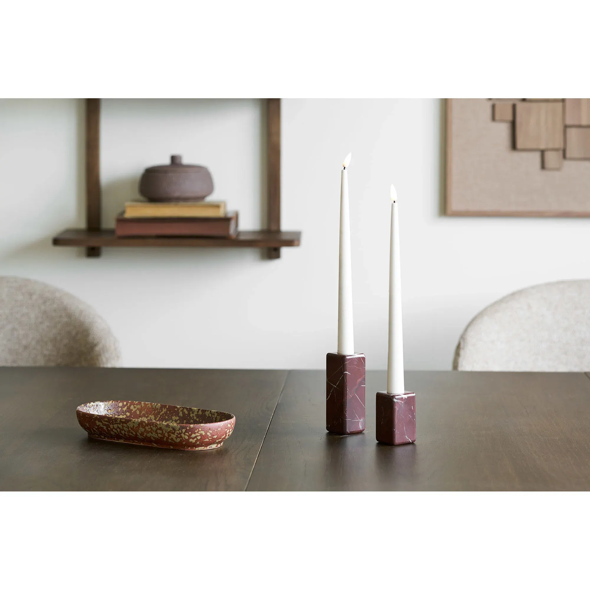 Świeczniki marmurowe CANDLE - zestaw 2 sztuk burgundowe — zdjęcie 2