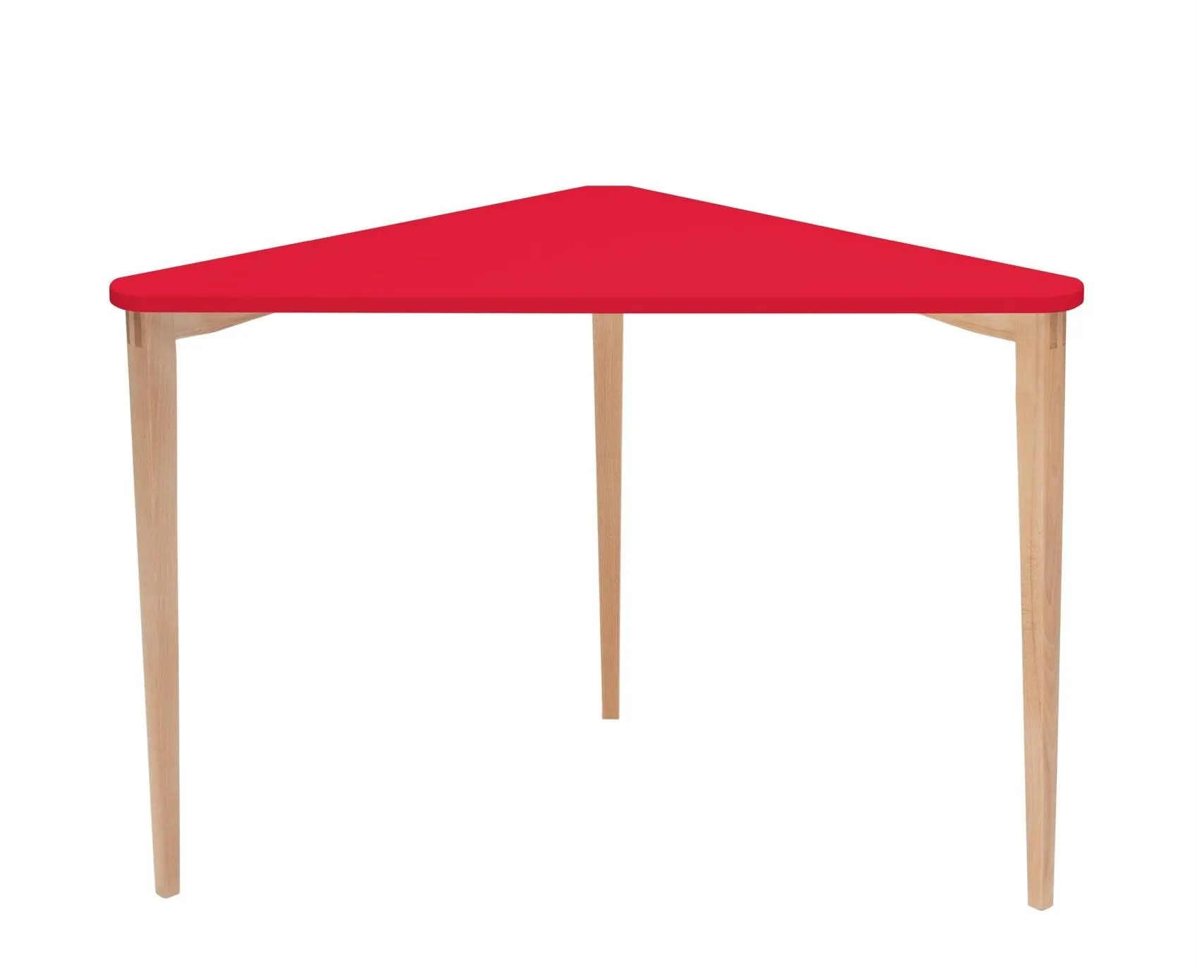 Biurko narożne NAJA 114x85 trójkąt czerwony blat/bukowe nogi Na zewnątrz, Baldachim