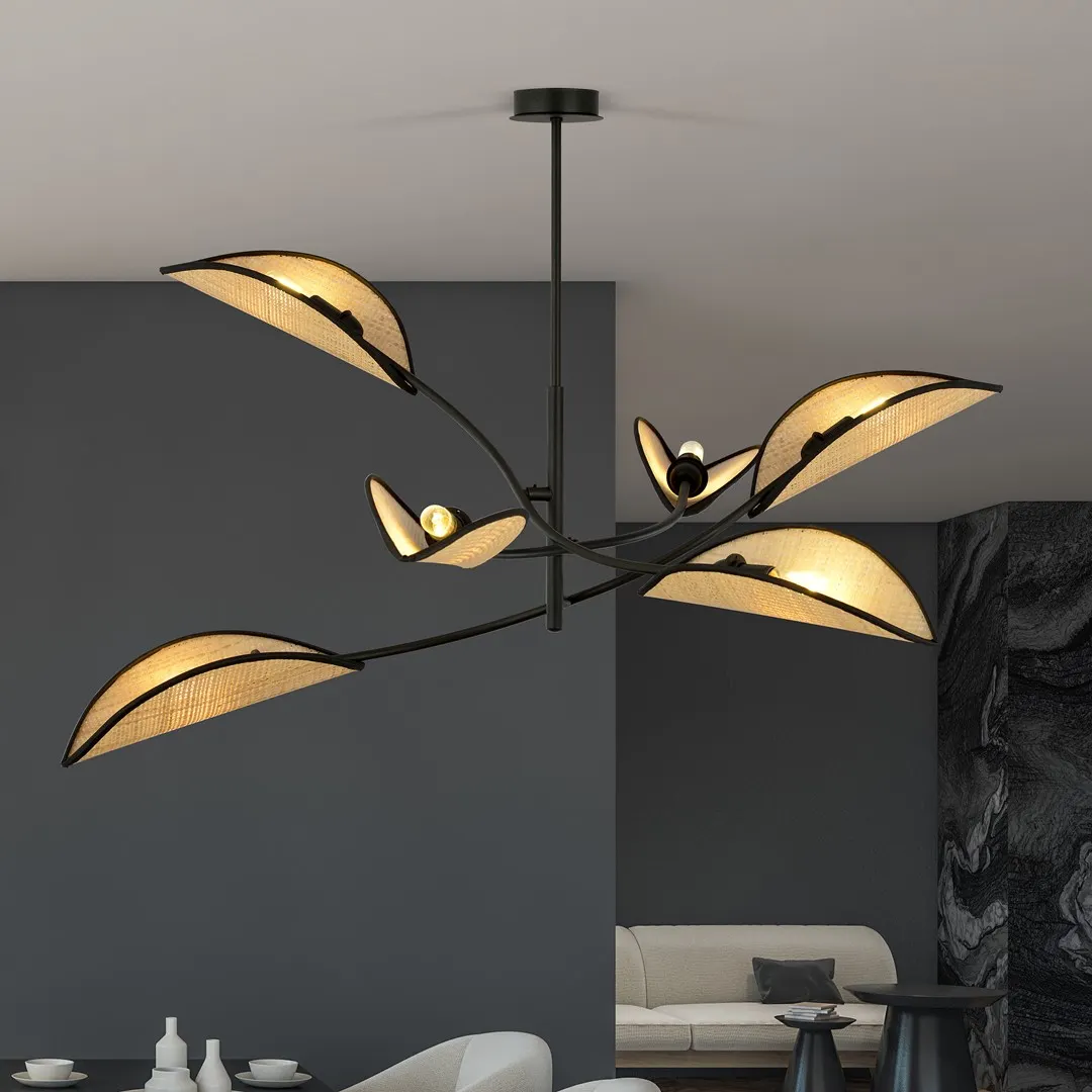 Lampa wisząca LOTUS 6 czarny brazowy — zdjęcie 4