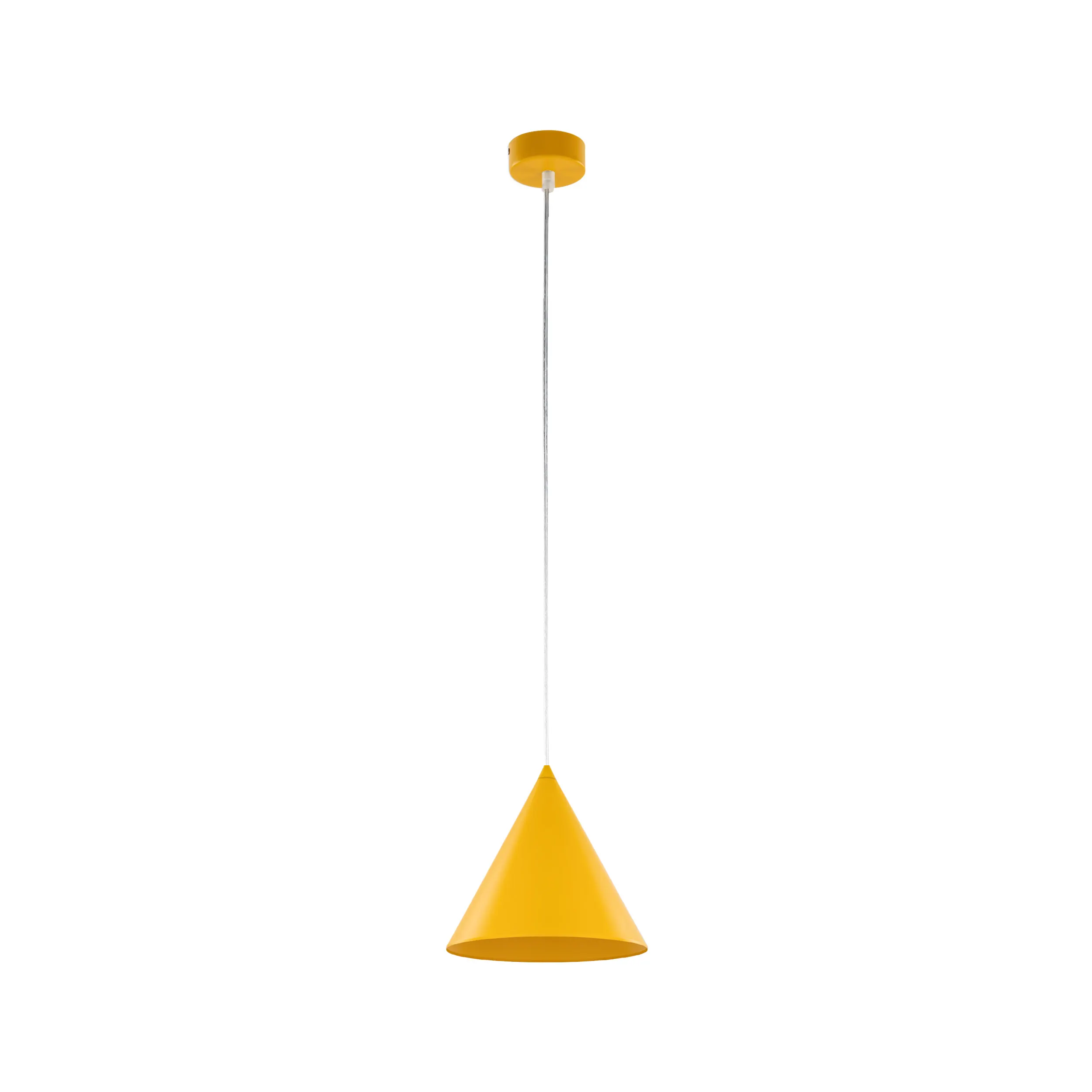 Lampa wisząca CONO żółta na przeźroczystym przewodzie 140x19cm