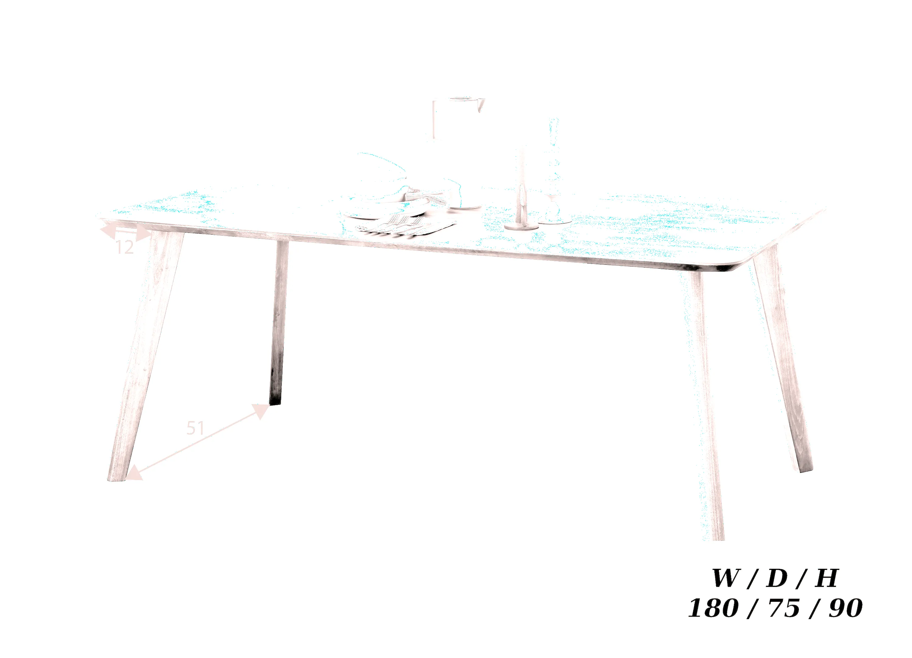 Stół bukowy prostokątny BLISS 180x90 z litego drewna - GK_103624150102