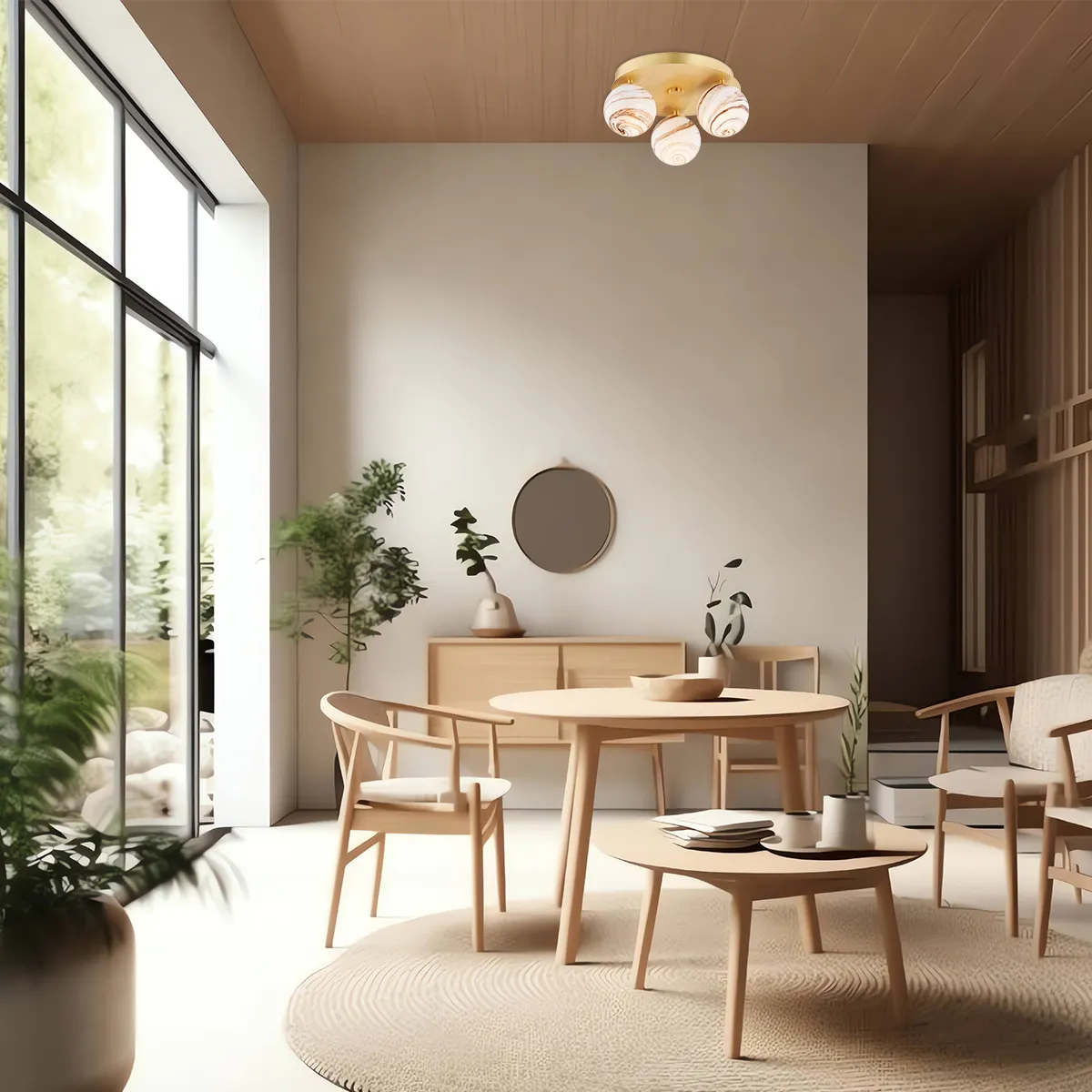 Plafon FABIO mosiądz szczotkowany biało-brązowy marmur 34x16cm - 6290