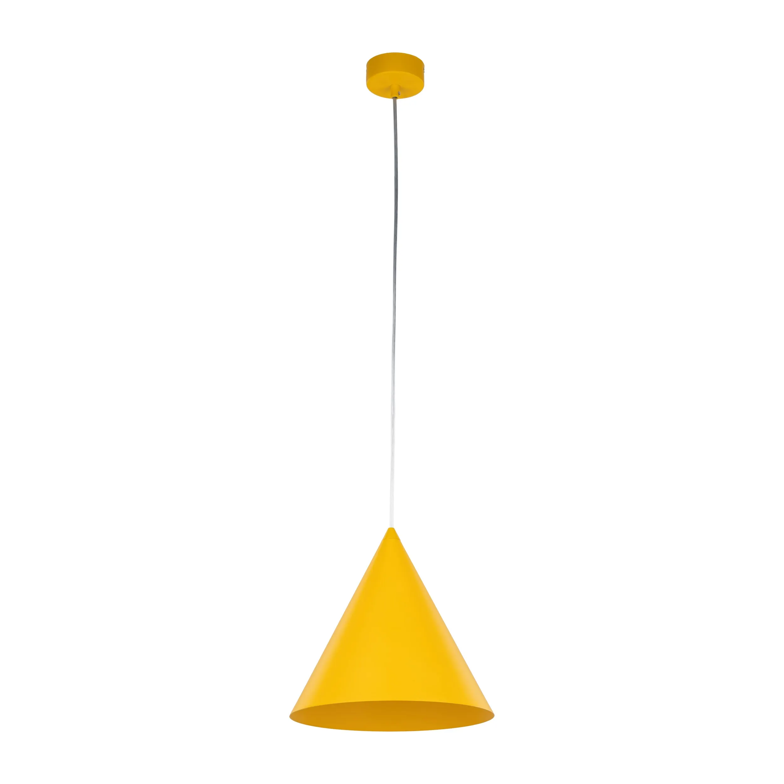 Lampa wisząca CONO żółta na białym przewodzie 160x25cm