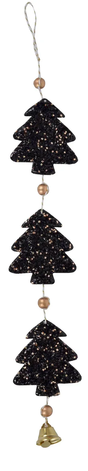 Sznur świąteczny Z CHOINKAMI I DZWONECZKIEM 288 czarny