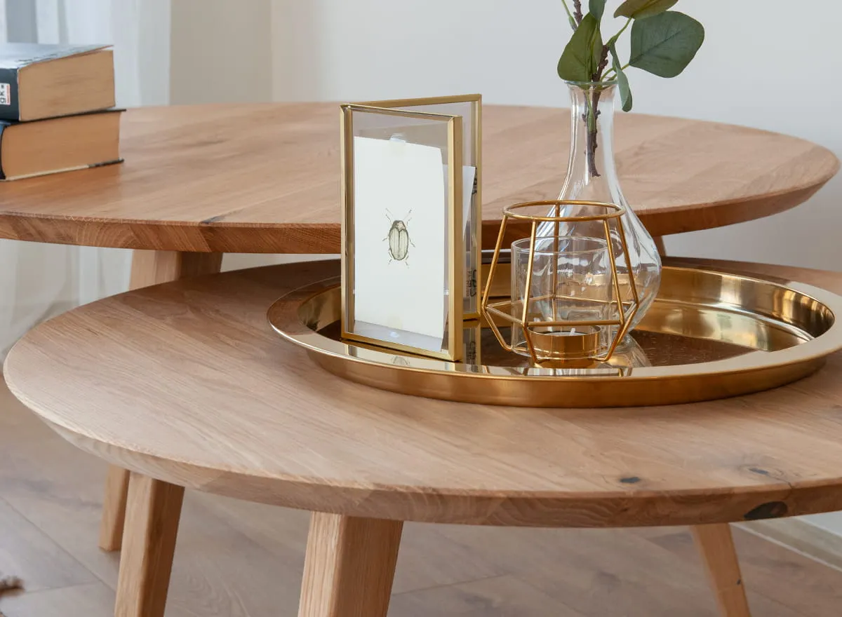 Stolik kawowy dębowy ORBETELLO okragły 70 cm - dąb olejowany - 3SORB58