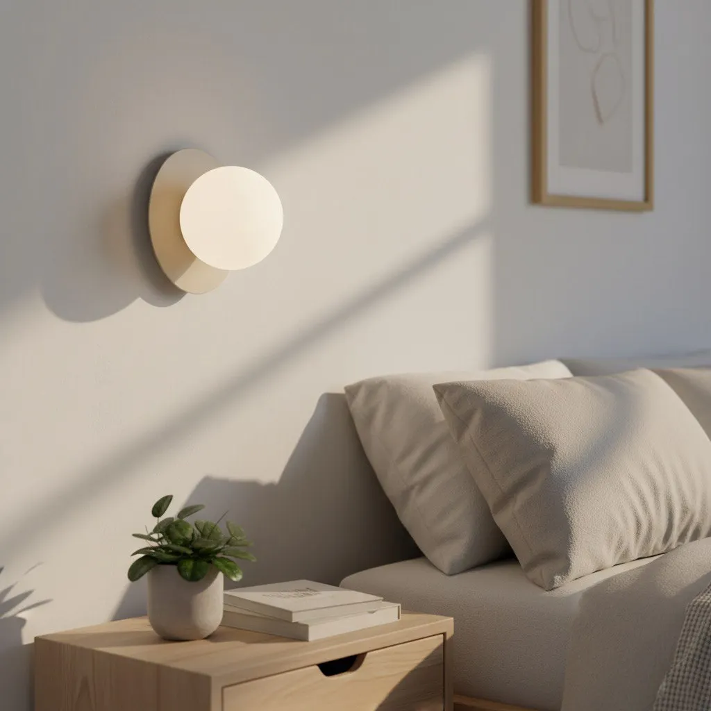 lampa ścienna, kinkiet, minimalizm, biała, sypialnia