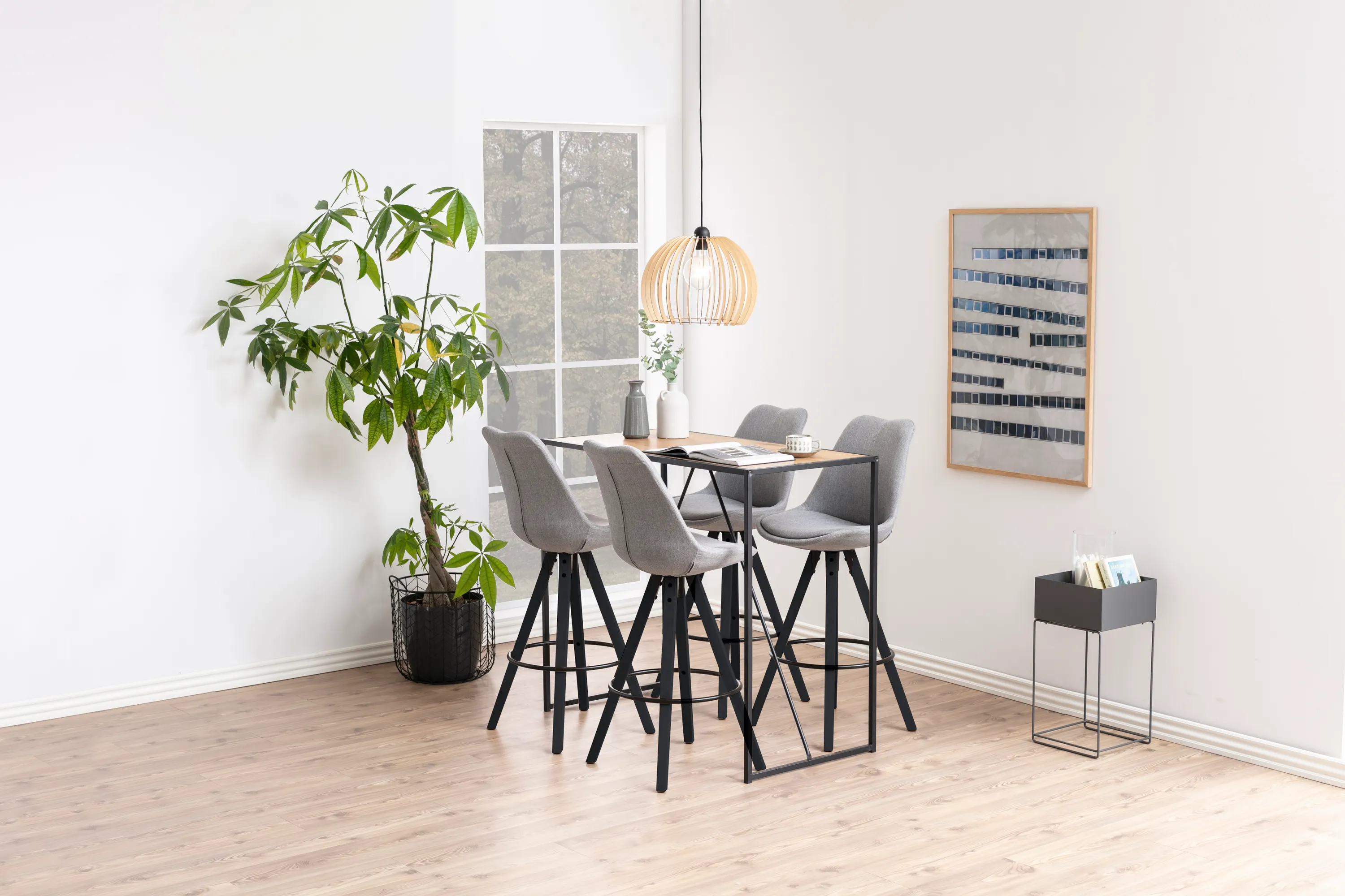 Stół barowy- konsola SEAFORD 60x120x105 efekt drewna, czarny — zdjęcie 9