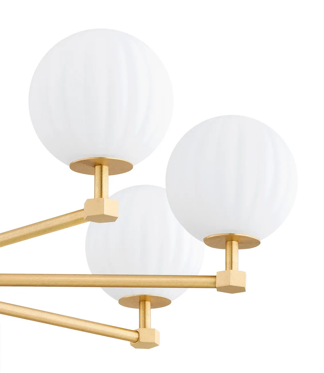 lampa, lampa sufitowa, globowe klosze, metalowa konstrukcja, złoty kolor