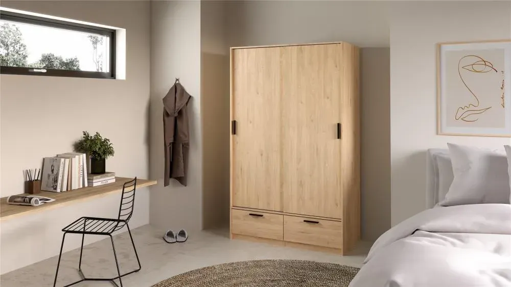 Szafa 2-drzwiowa z 2 szufladami LINE 120 cm Jackson Hickory - TV_74324HLHL