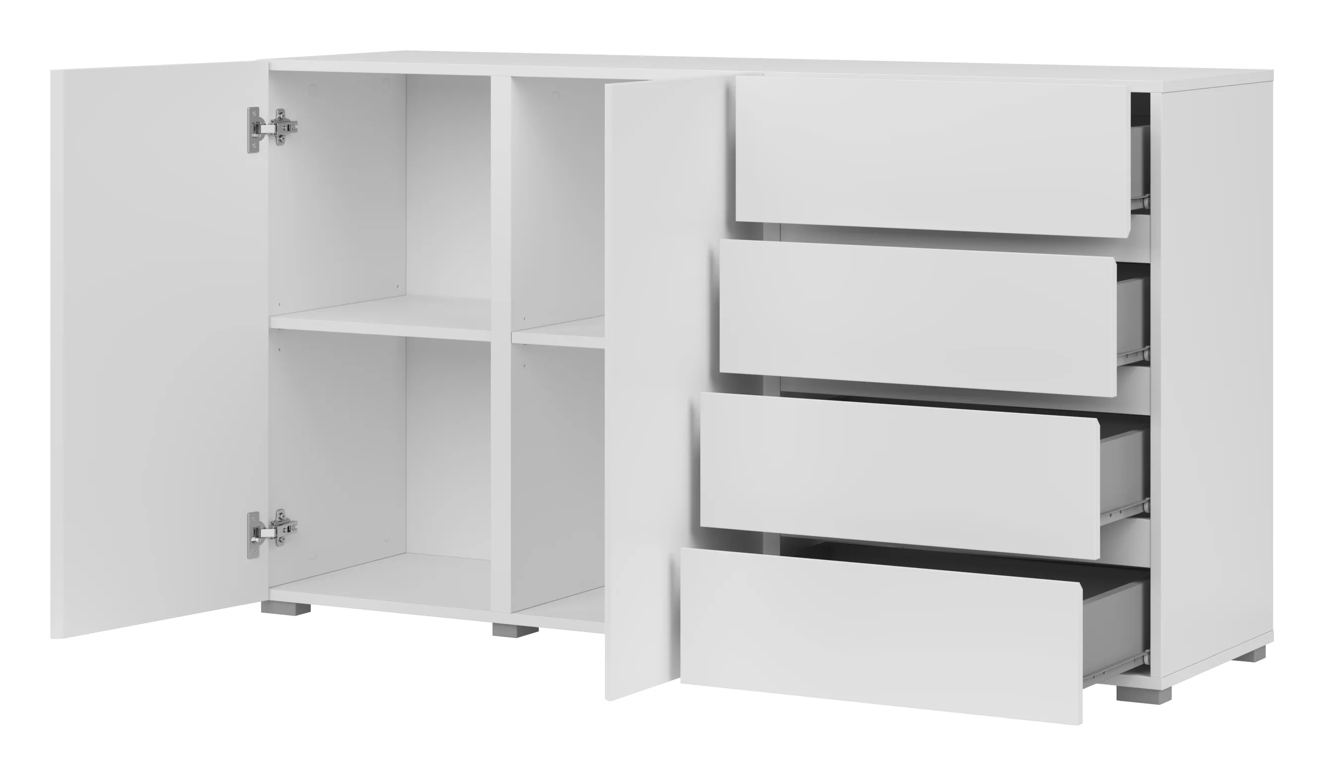 Komoda 2-drzwiowa z 4 szufladami ASYMETRIC 42 biała - 2497OA42