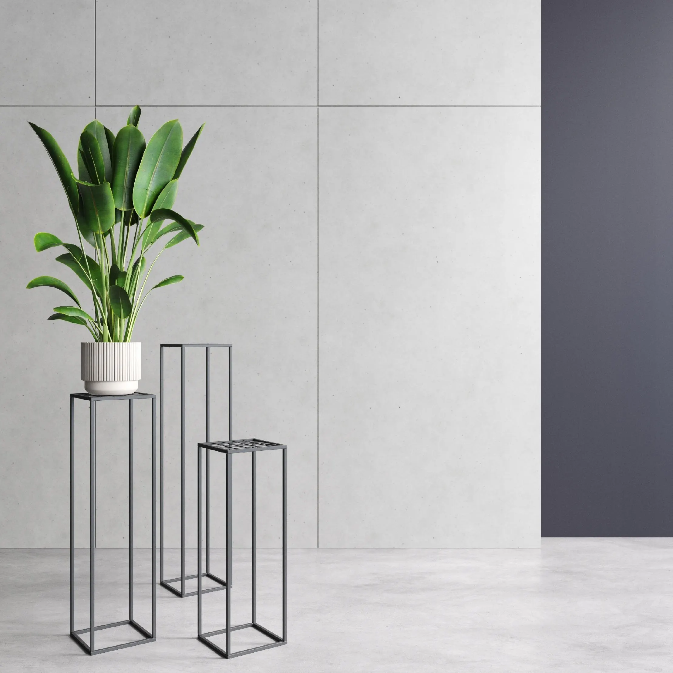 Kwietnik stojący metalowy z siatką RENES S czarny - LD_TZ000040