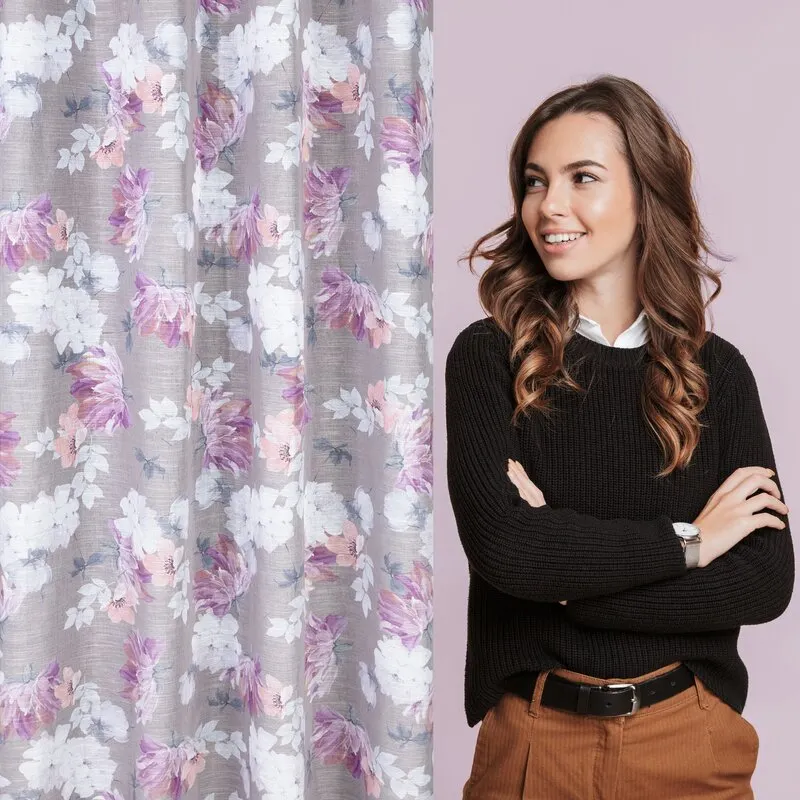 ZASŁONA GOTOWA SHERRY 140 X 250 CM SREBRNY - EU_400750