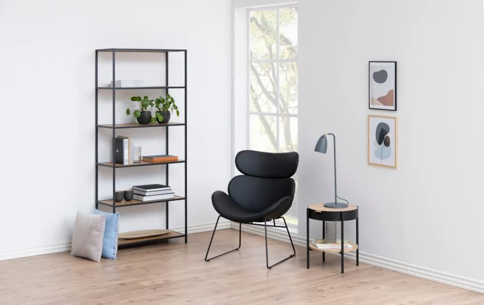 Fotel z ekoskóry na metalowych nogach ROMA czarny - 0000071939