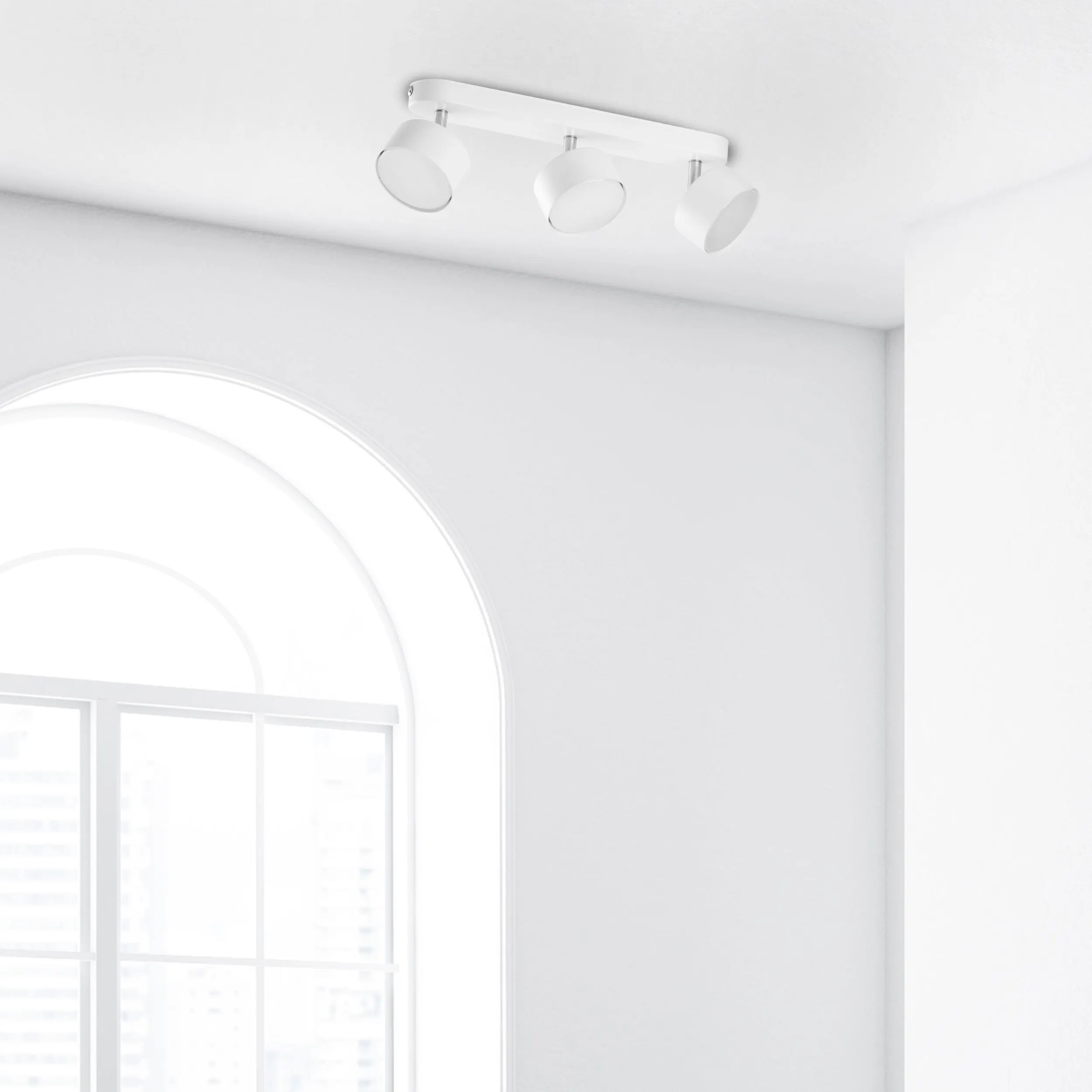 Lampa sufitowa CLARK biała z chromowanymi elementami na metalowej listwie regulowana 40x14x11cm - TK_3396