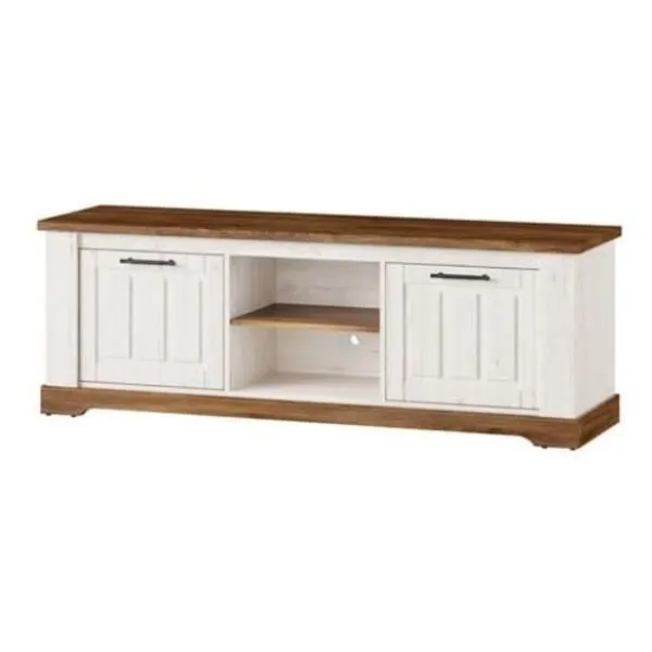 Szafka RTV COUNTRY 25 2 drzwiowa dąb naturalny biała 163x56x45cm