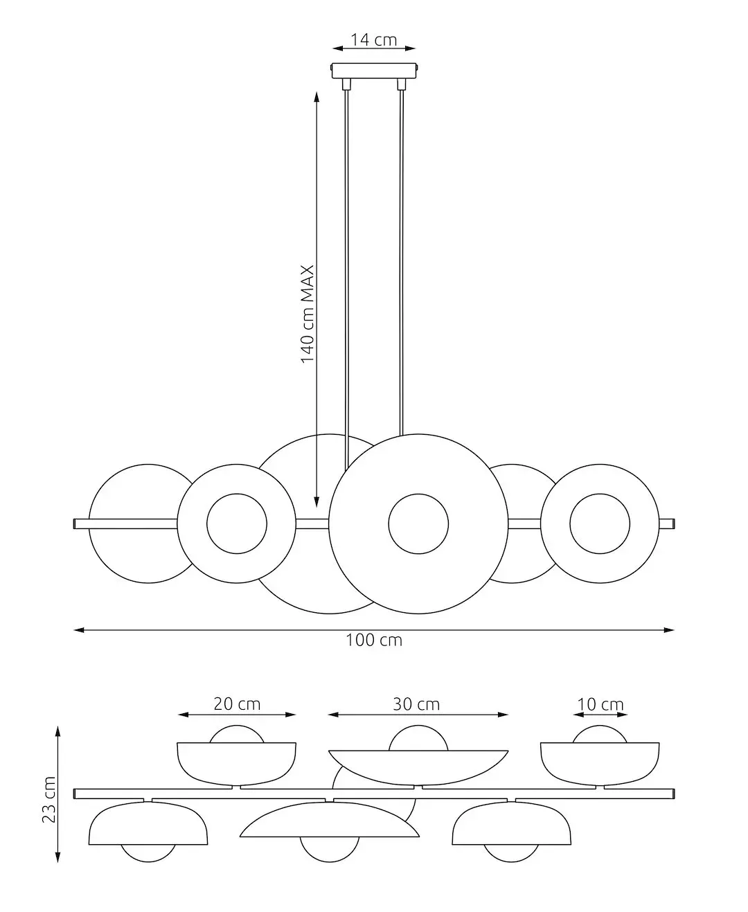 Lampa wisząca metalowa VOLUM 6 BL MIX wielokolorowa - 1485/6