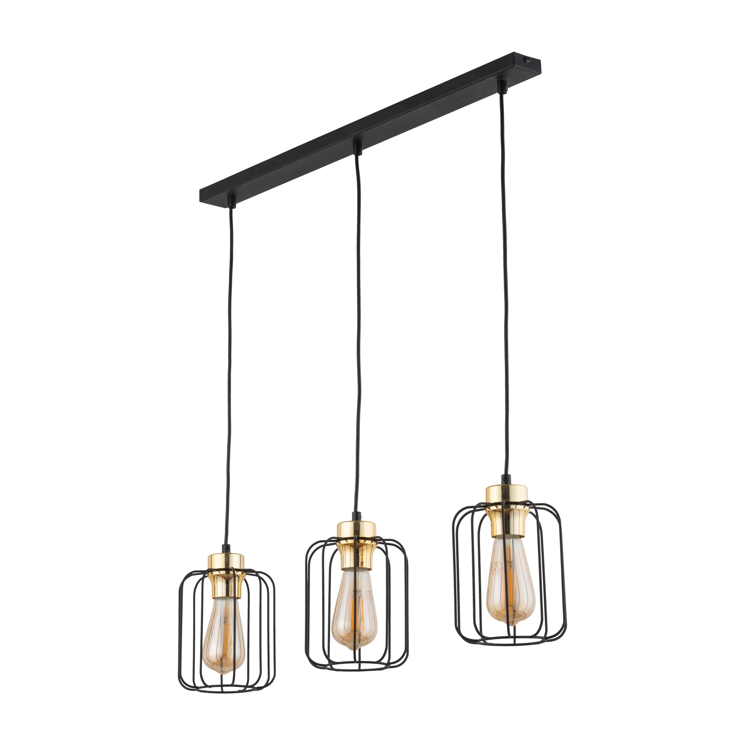 Lampa wisząca GALAXY czarna ze złotymi elementami na listwie metalowej 120x74x15cm