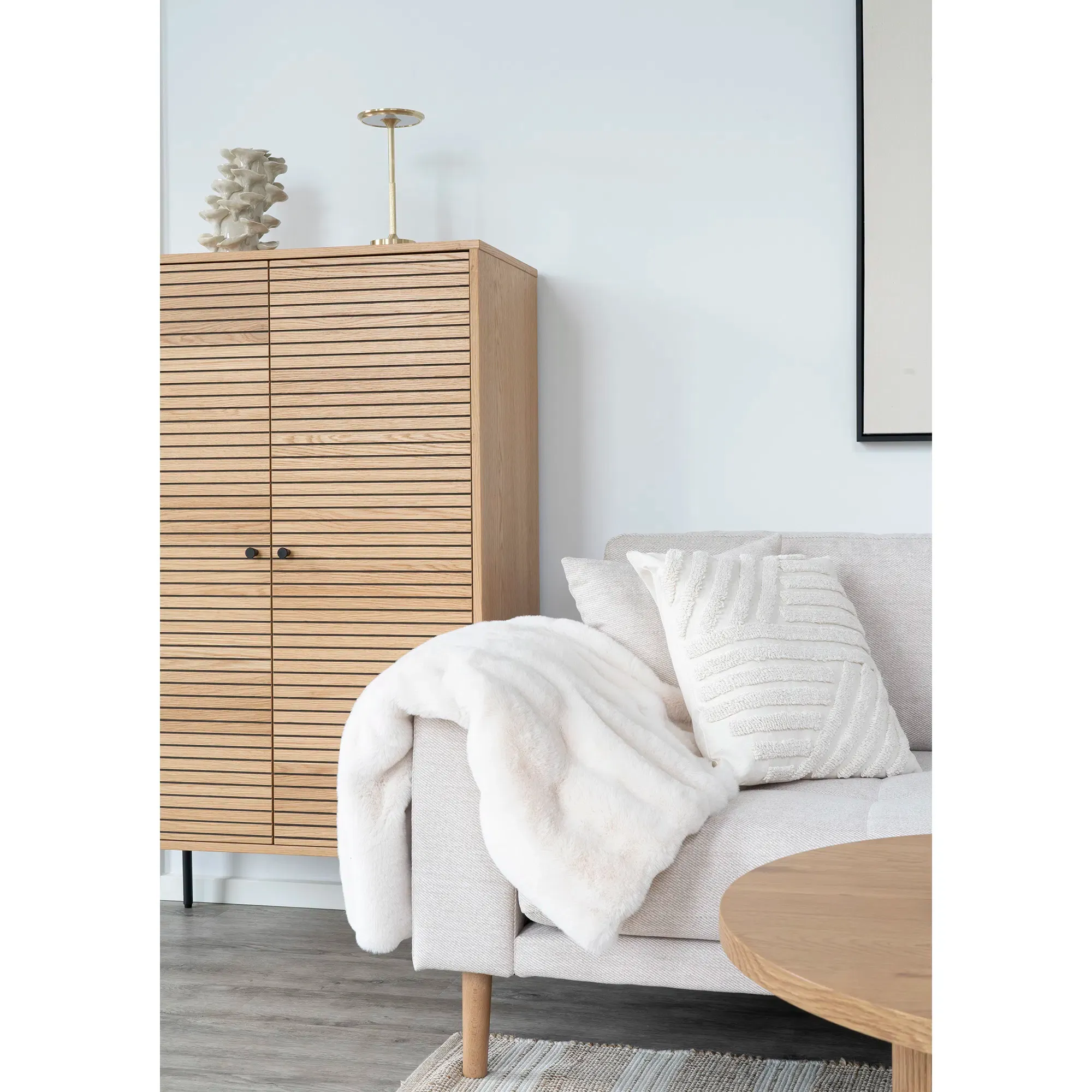 Komoda wysoka 2-drzwiowa KYOTO SZ80 G40 W130 dąb naturalny, czarny — zdjęcie 7
