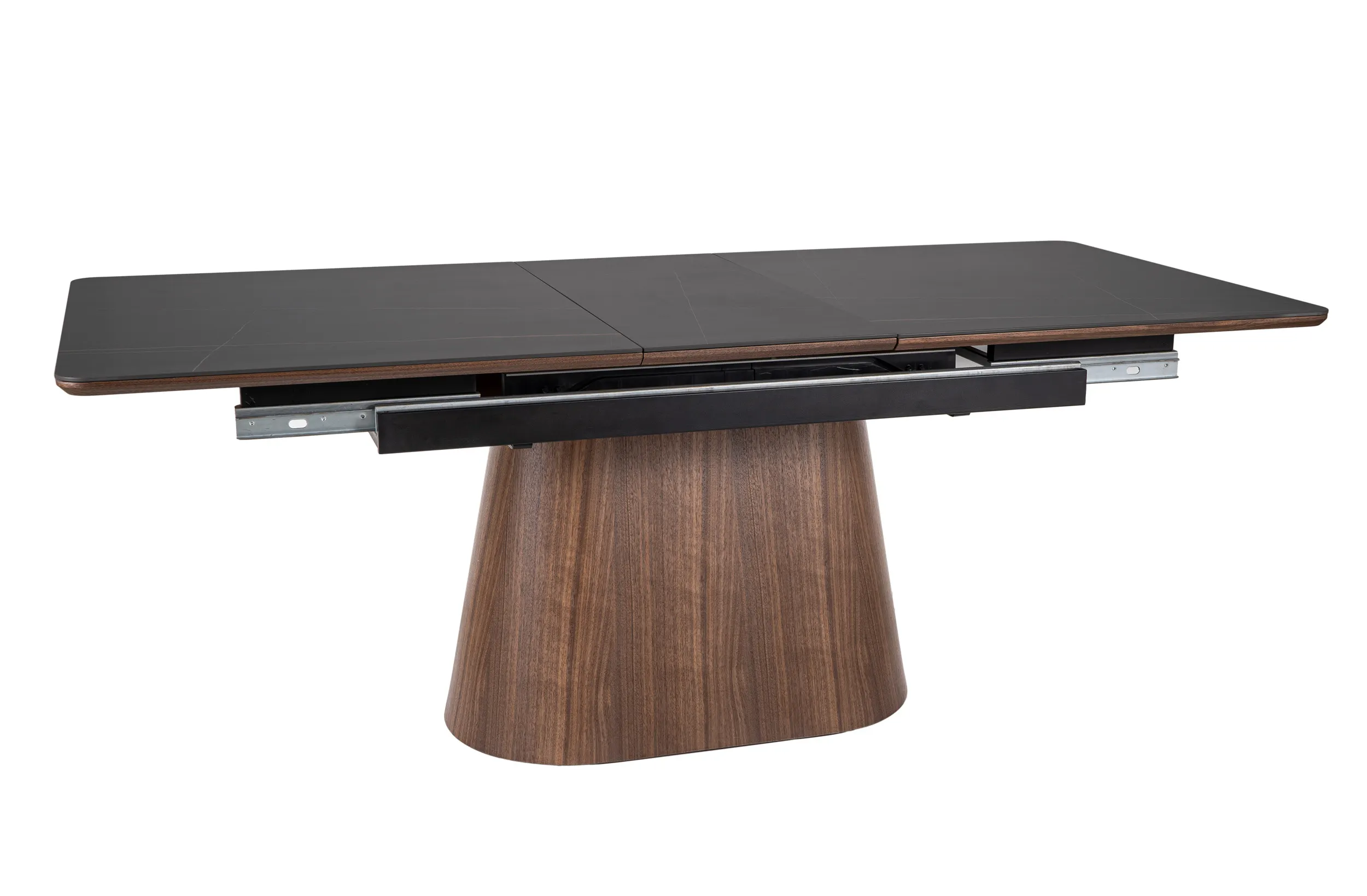 Stół rozkładany ceramiczny MONACO 90x160(200) czarny mat stelaż orzech Meble, Tabela, Stół do jadalni, Stolik kawowy, Biurko