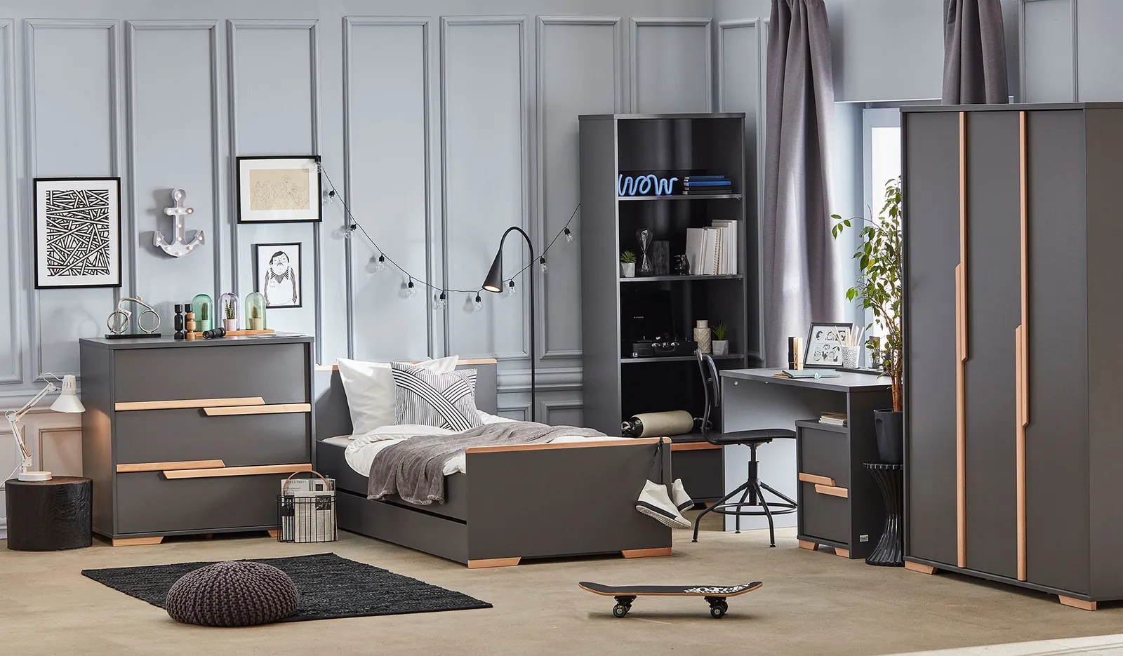 Biurko dziecięce SNAP 125 cm ciemnoszare - PIN_023-505-162