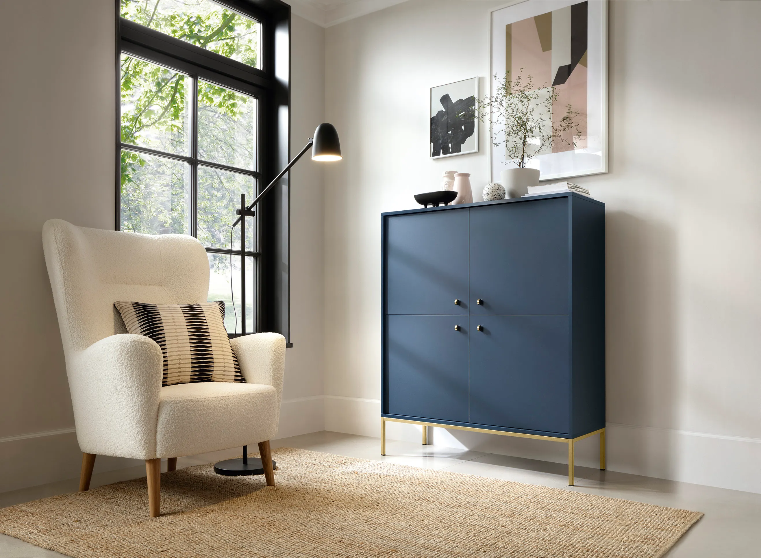 Komoda 4-drzwiowa MONO Granatowy, Złoty - MONO_MK104_GRZL