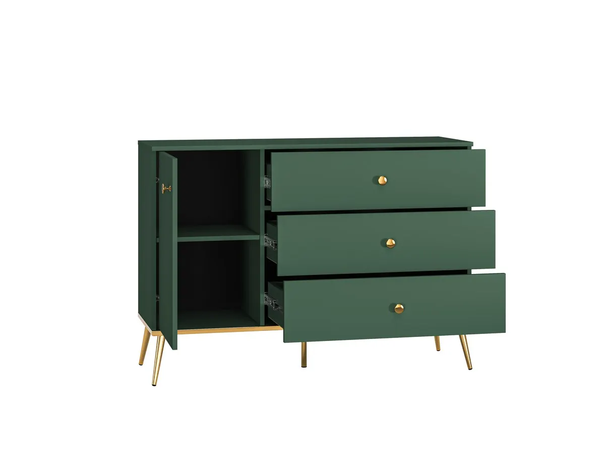 Komoda 1-drzwiowa z 3 szufladami FOREST 04 labrador, złoty - 1FORE04-001