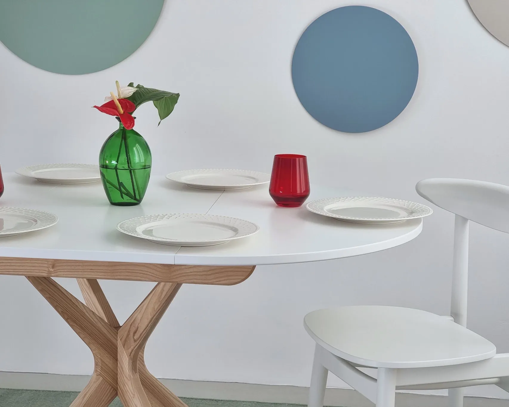 Stół okrągły rozsuwany JUBI 90x90-130 cm beżowy - NRGBTJ_4E