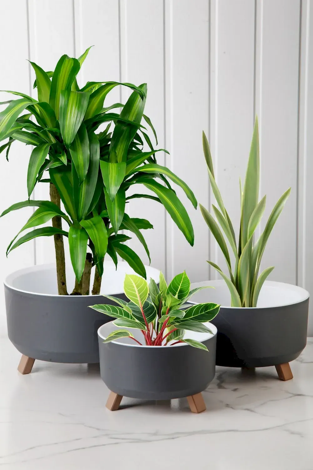 Osłonki na doniczki OKK1107 zestaw 3 sztuk szary