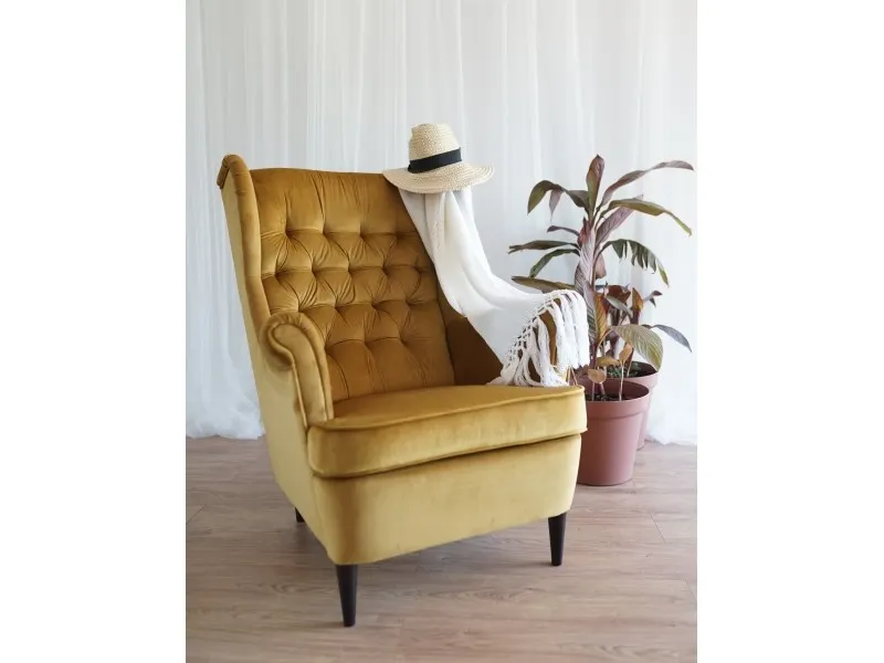 Fotel HARRY VELVET Bluvel 68 curry wenge - HARRYV68W