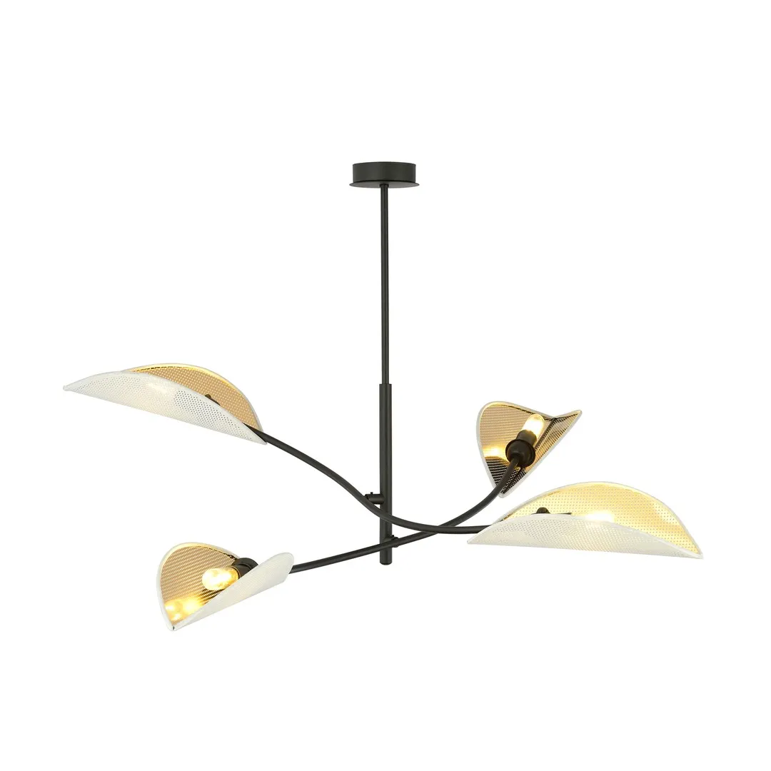 lampa sufitowa, świetlówka, rama czarna, kinkietowy żyrandol, metalowa konstrukcja