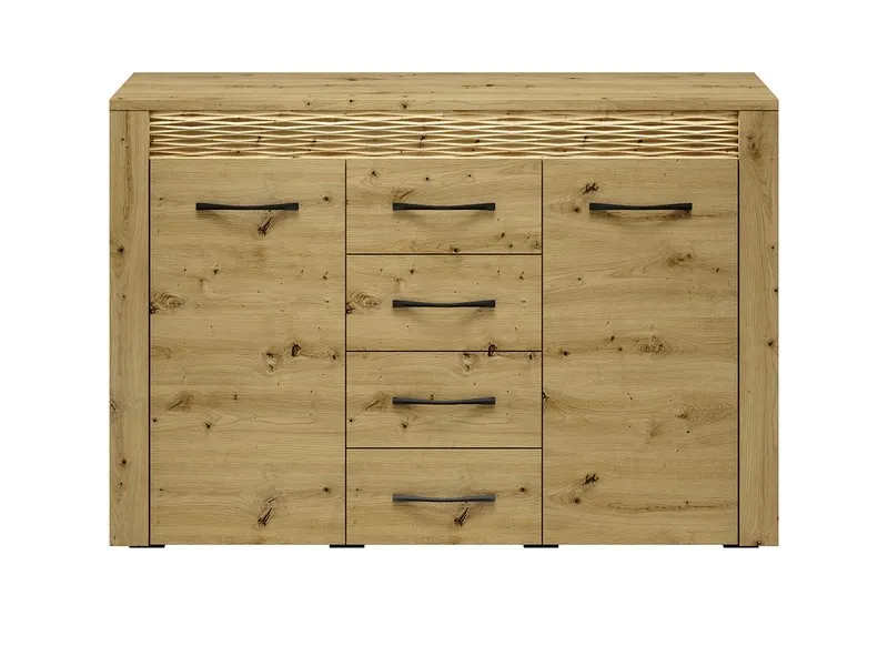 Komoda 2-drzwiowa z 4 szufladami ARTIS 07 z oświetleniem, dąb artisan — zdjęcie 3