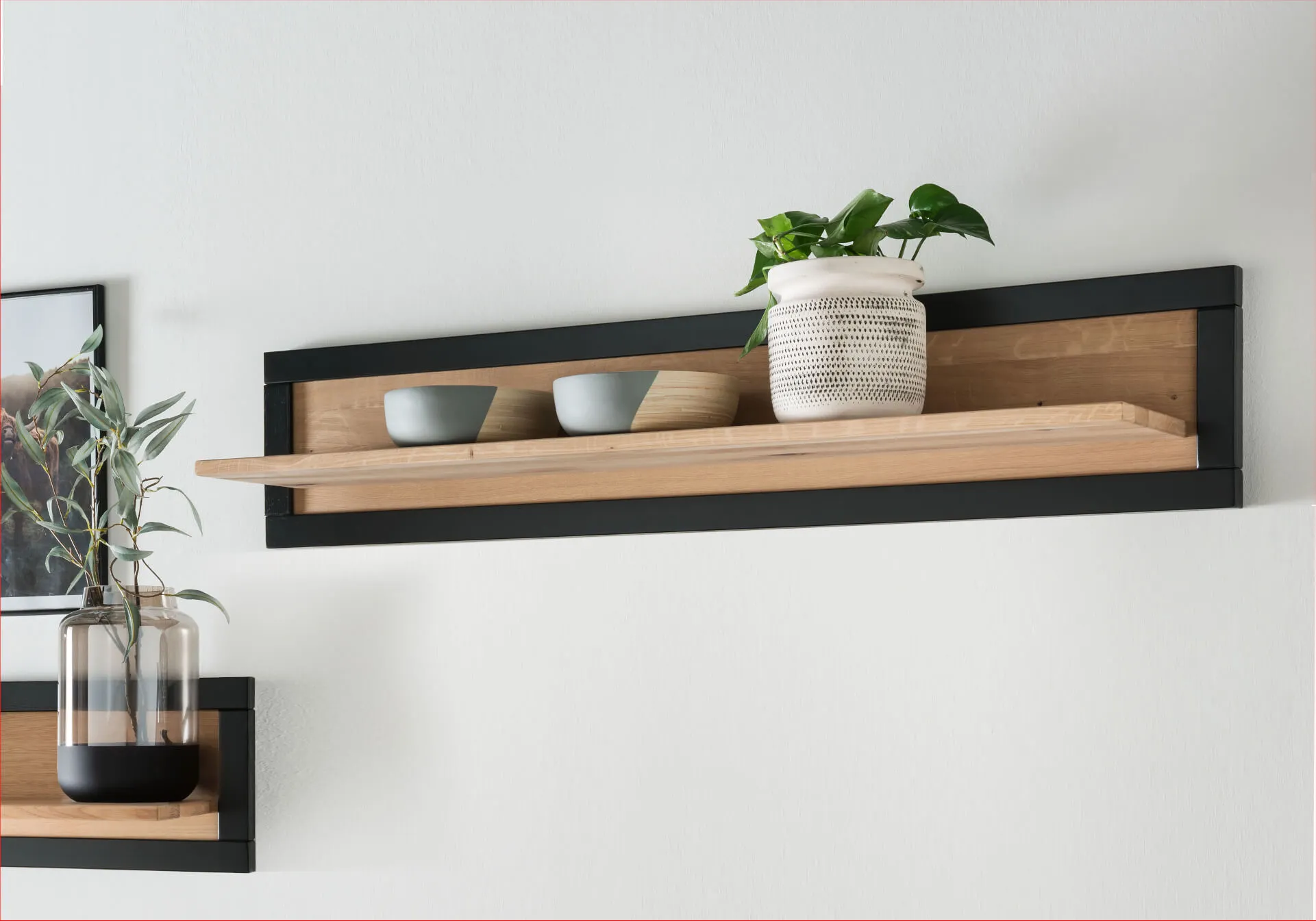 Półka wisząca dębowa HALLOW 120 dąb olejowany, czarny - GK_1031591101