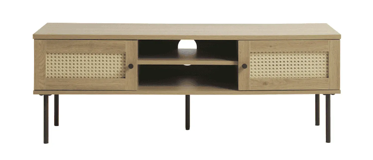 Szafka RTV 2-drzwiowa PENSACOLA z półkami efekt dębu - UN_44642023