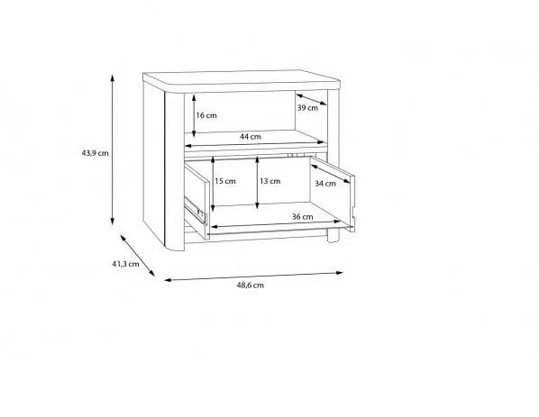 Szafka nocna z szufladą SURFINIO 44x49 szary dąb catania - SFNK011-M378