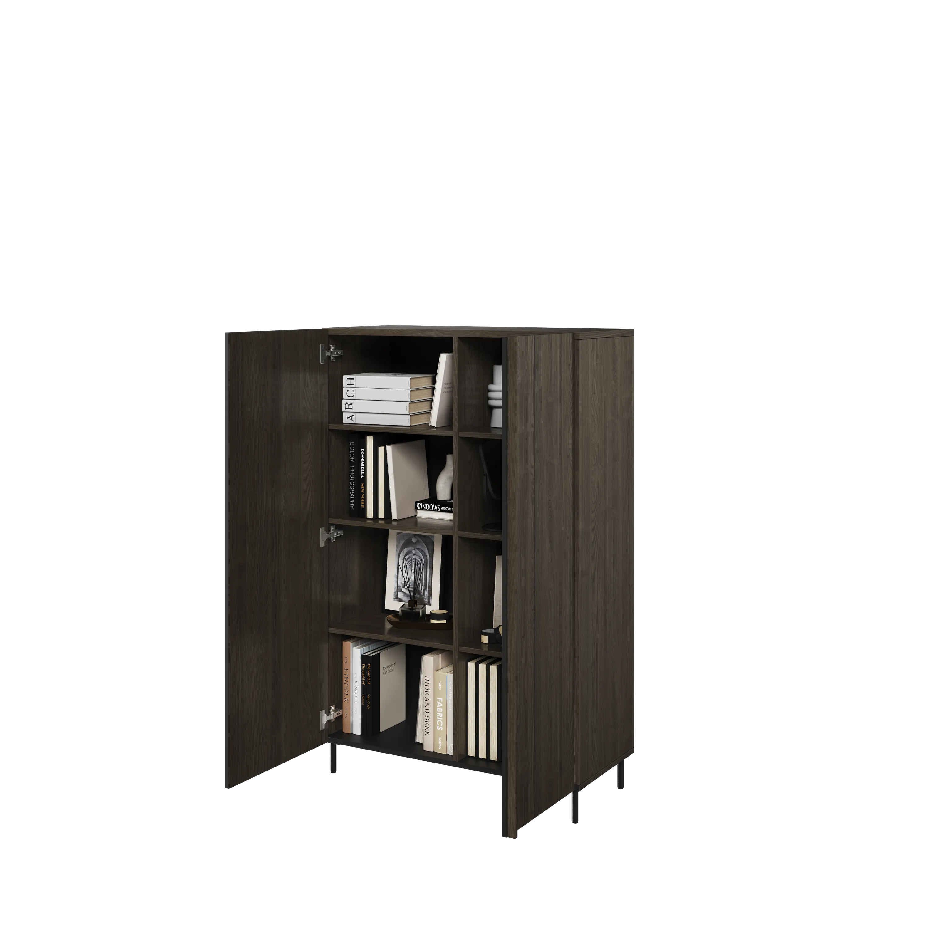 Szafka 2-drzwiowa z lamelami Piemonte PE-05 jesion portlandzki/czarna - PE5JCZ