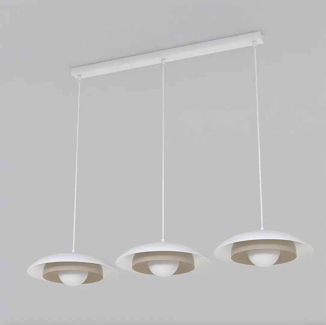 Lampa wisząca metalowa SKIN 3 WH beżowo - biała