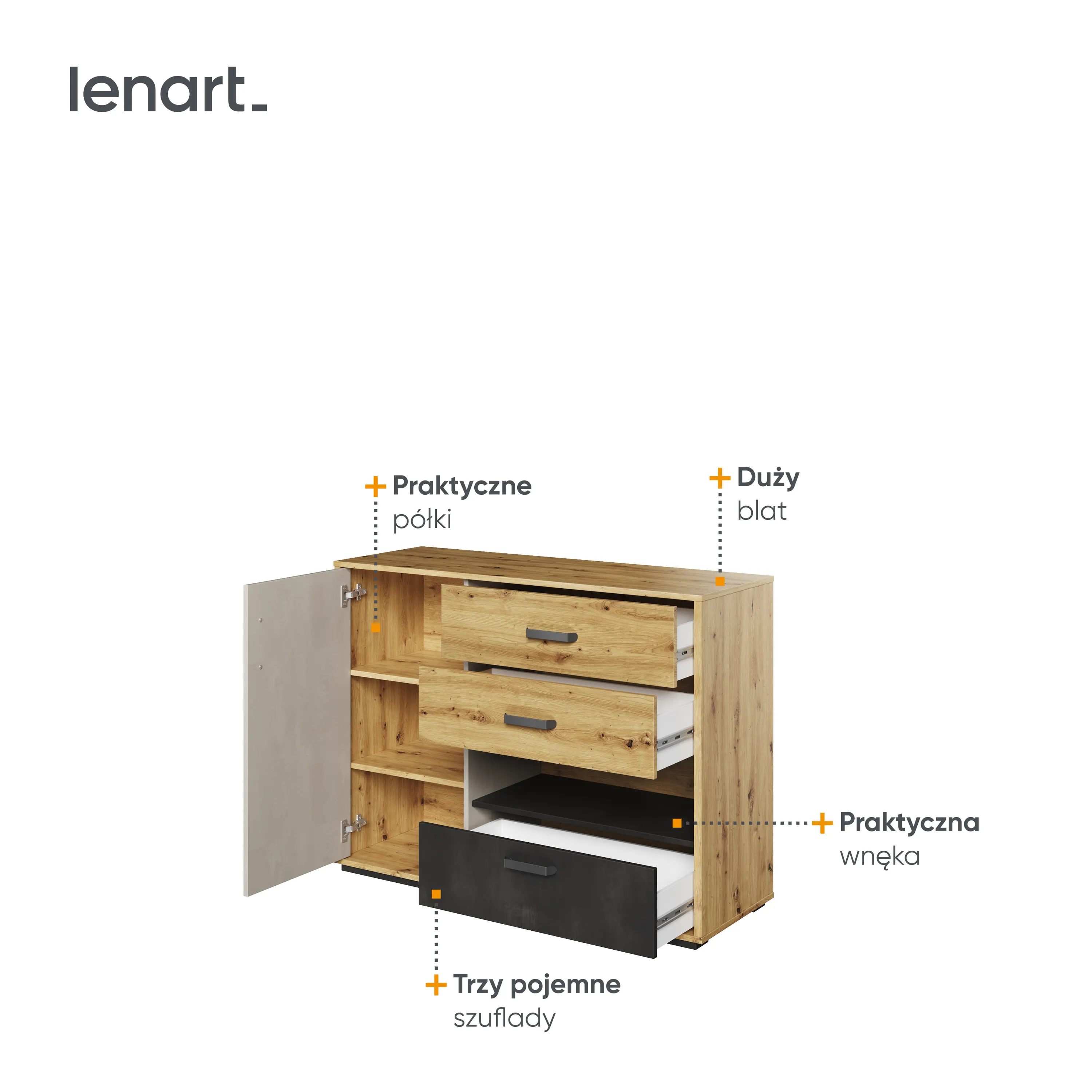 Komoda z szufladami Qubic QB-07 dąb artisan - QB7DAR