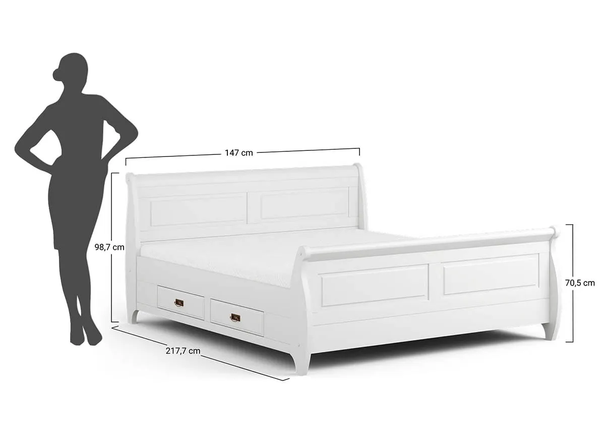 Łóżko sosnowe z 4 szufladami Toskania 140cm Biały - PL2027B