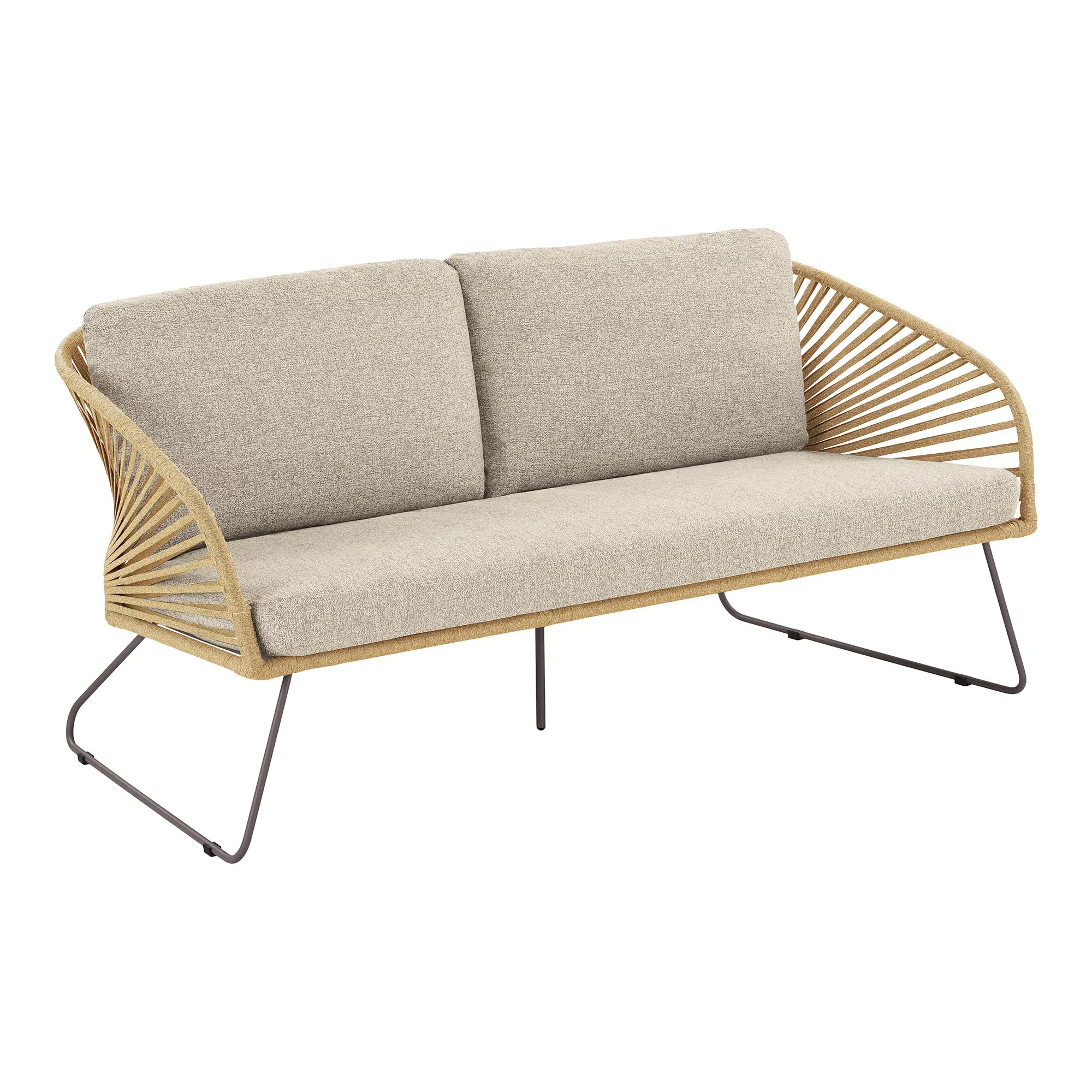 Zestaw ogrodowy NOVELLA z poduszkami sofa + 2 fotele + 2 stoliki kawowe beżowy piaskowy - 7701046