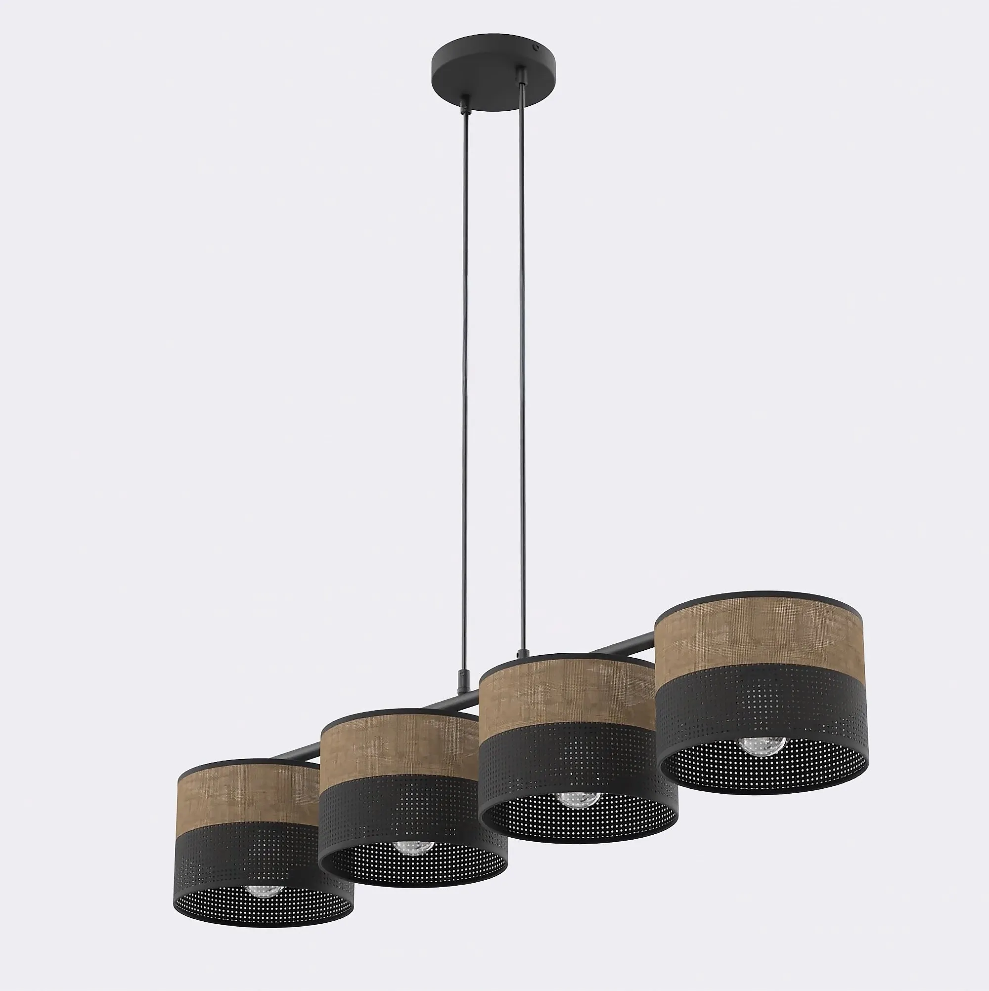 Lampa wisząca KARBON 4 BL BROWN z abażurami brązowa czarna