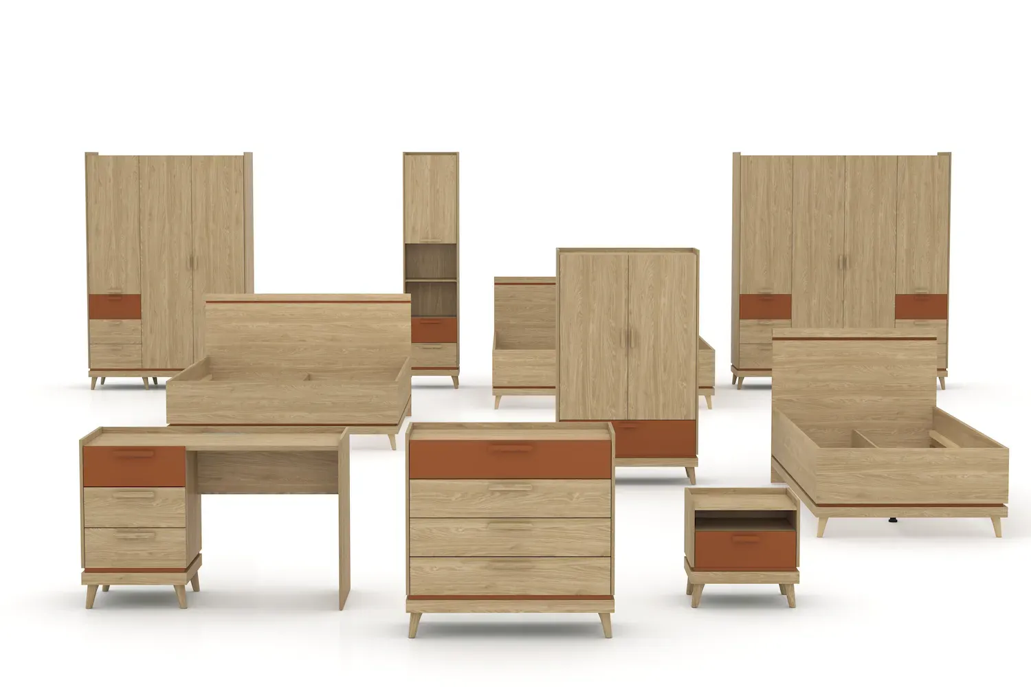 Łóżko z pojemnikiem SCANDI 52 180cm dąb ceglany - 24D5OH52