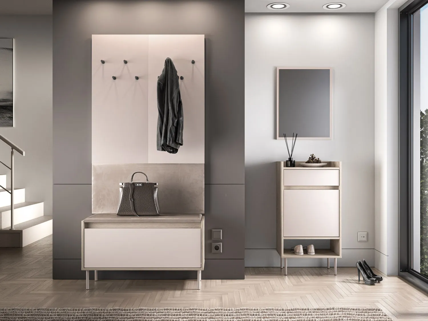 Szafka na buty z siedziskiem i schowkiem VOCO 90x55 dąb cremona/kaszmir - 1VOCO05-001