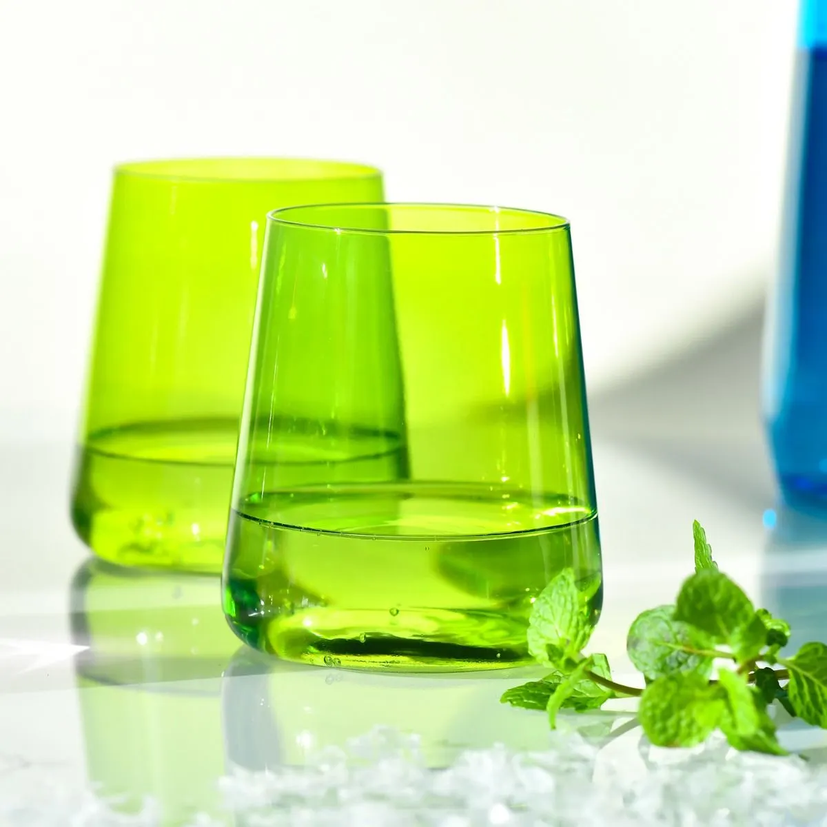 szkło, kubki, zielony, naczynie?, miętowy