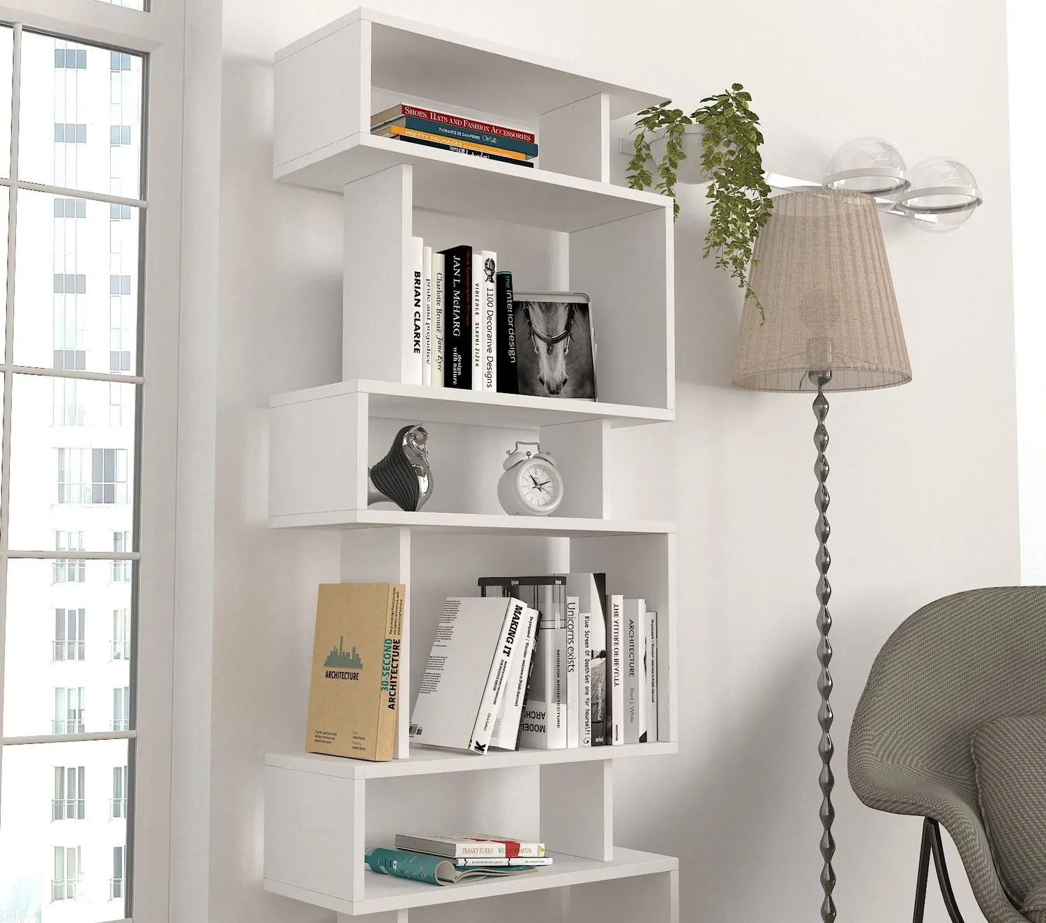 Regał niski otwarty BLOK 60x165 cm biały - ASI_745DCD3605